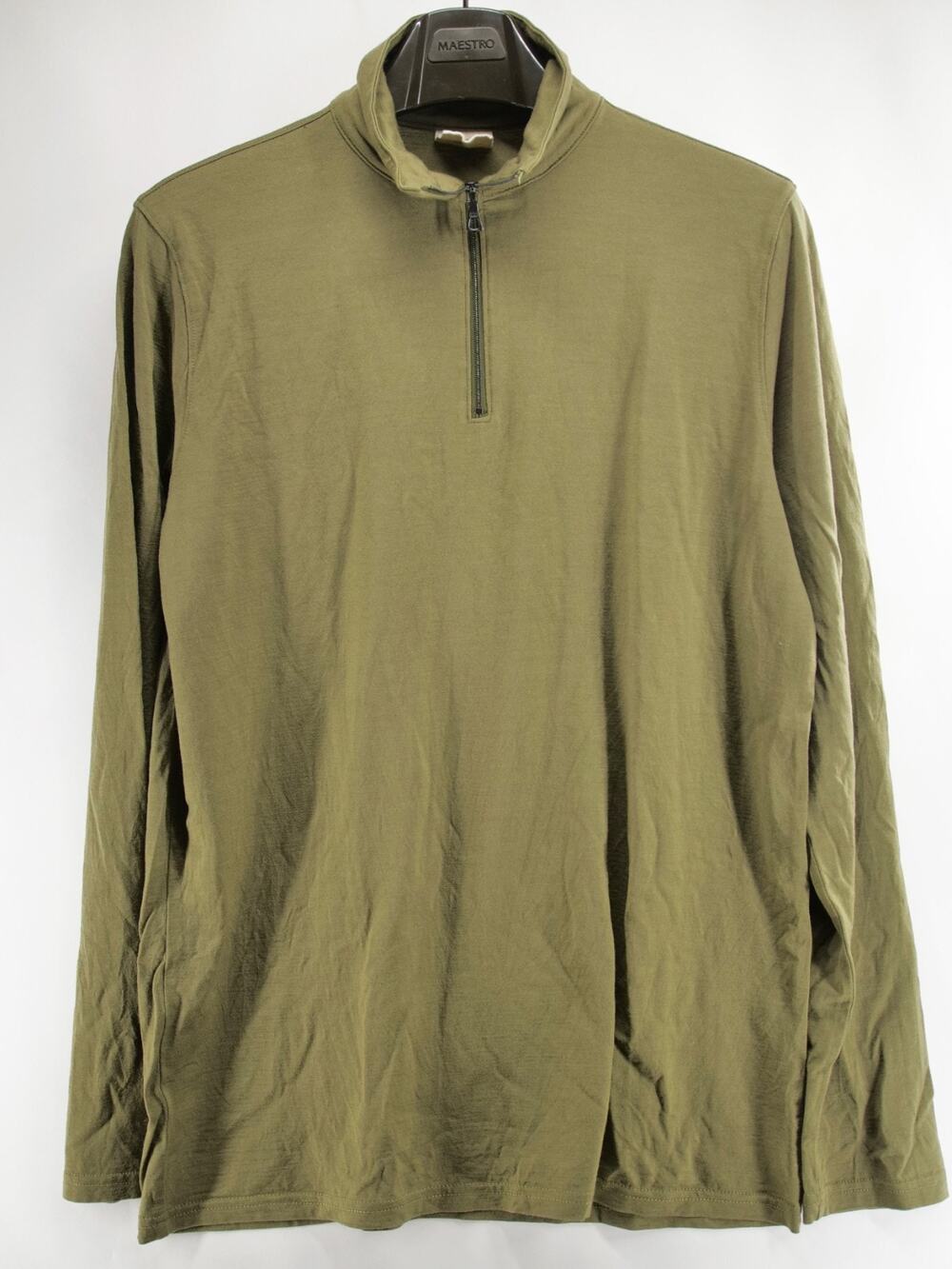Vintage Ramblers Way 100% Wool 1/4 Zip Pullover Mens L Olive Green Made in USA